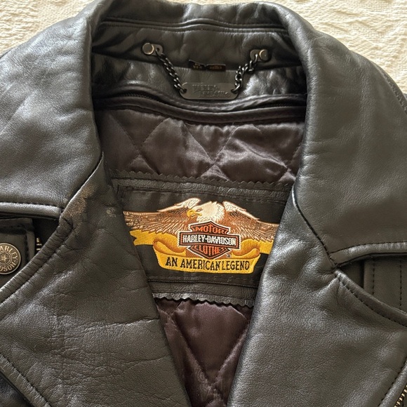 Vintage 80’s Gently Loved Unisex Harley-Davidson Black Leather Biker Jacket - Picture 2 of 16